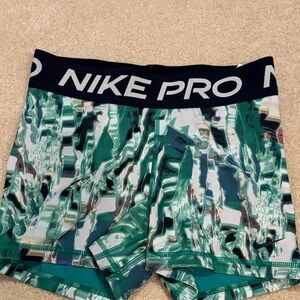 Nike Pro Aqua and White Patterned Shorts